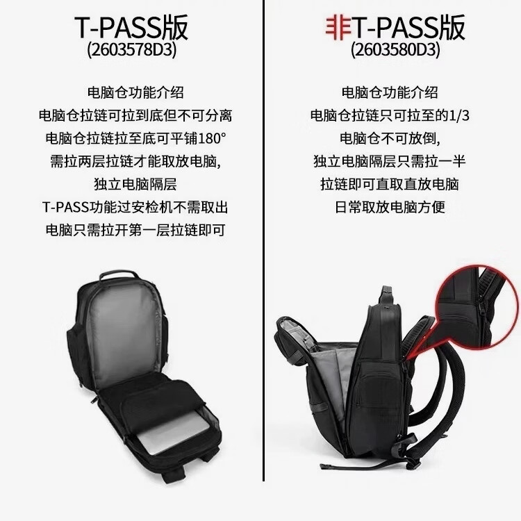 弹道尼龙男士双肩包经典多隔层大容量商务通勤旅行16寸电脑背包 580半开黑色 578灰色全开