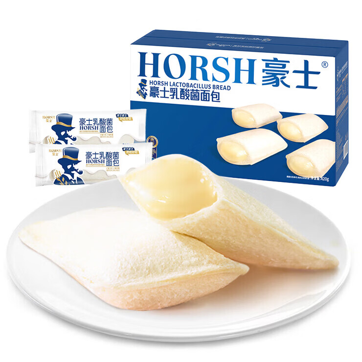 豪士（HAOSHI）乳酸菌小口袋面包健康速食早餐蛋糕营养夹心零食吐司食品整箱 乳 豪士乳酸菌小口袋420g*1箱【约18