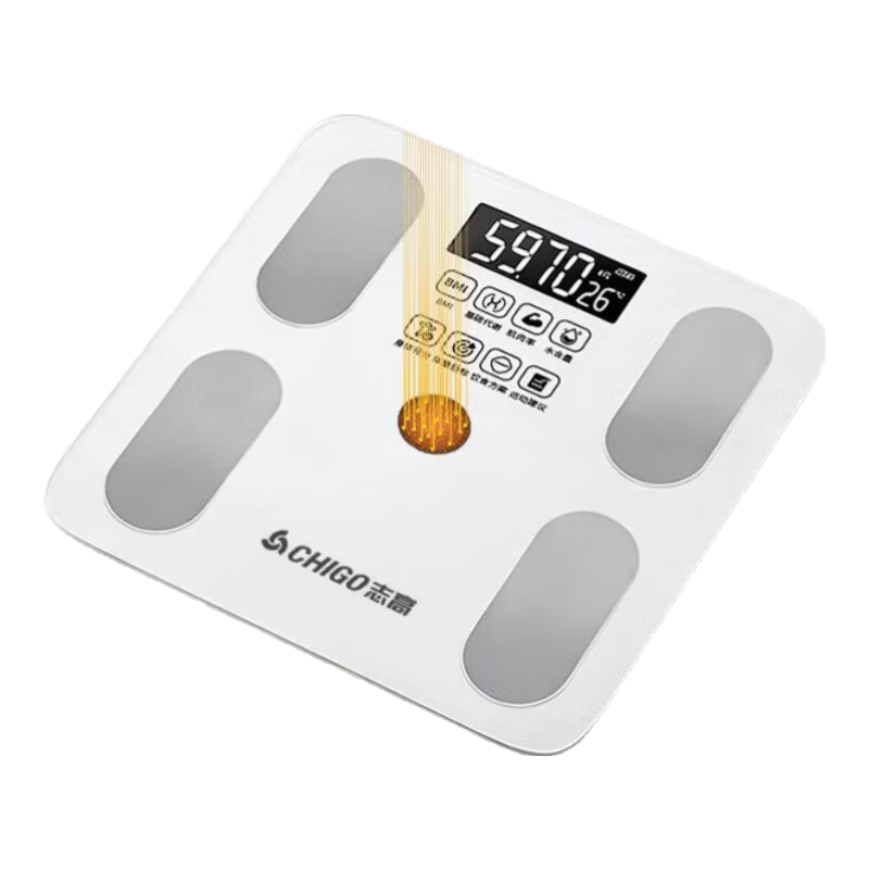 志高(CHIGO)体脂秤光能电子秤称体重秤减肥专用智能精准体重宿舍家用减肥专用精准电子秤体重秤 大电极体脂秤【光能+充电双充】
