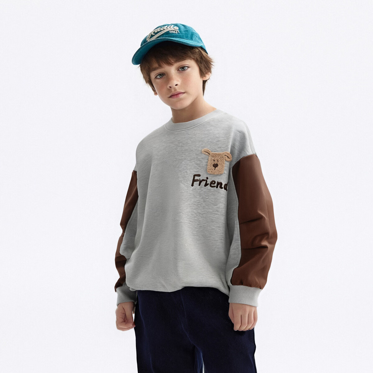 MQD【设计师系列】男童圆领卫衣 浅灰