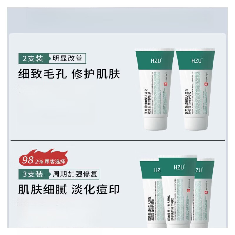 HZU修护膏YETT凝胶 HZU大绿管RCOC护理膜透明质酸钠肌肤屏障修护凝胶 HZU大绿管 3支周期装