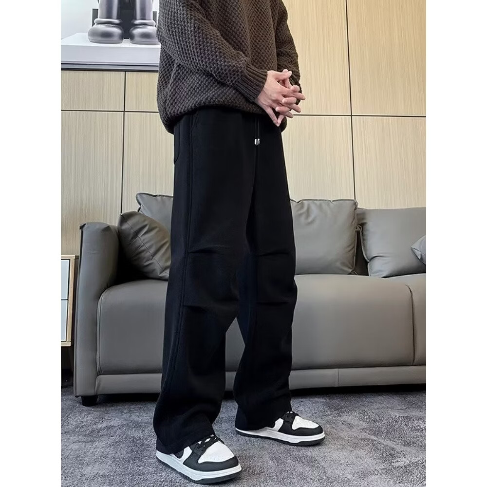 WAMLBN2026春季时尚长裤男休闲ins运动休闲裤宽松潮流裤子 黑色 2XL 【建议140-155斤】