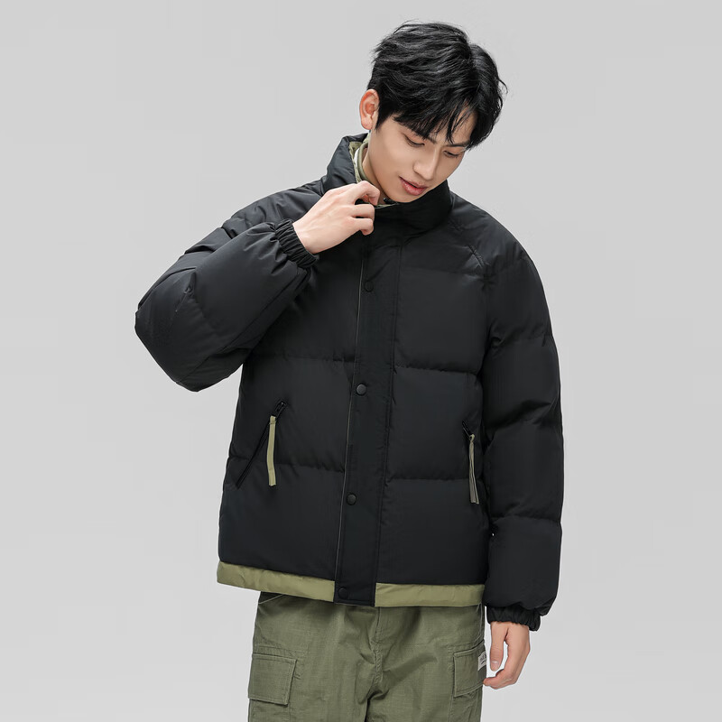 雪中飞简约百搭通勤时尚休闲简约防风保暖立领羽绒百搭通勤日常少感 黑色 L 175/92A