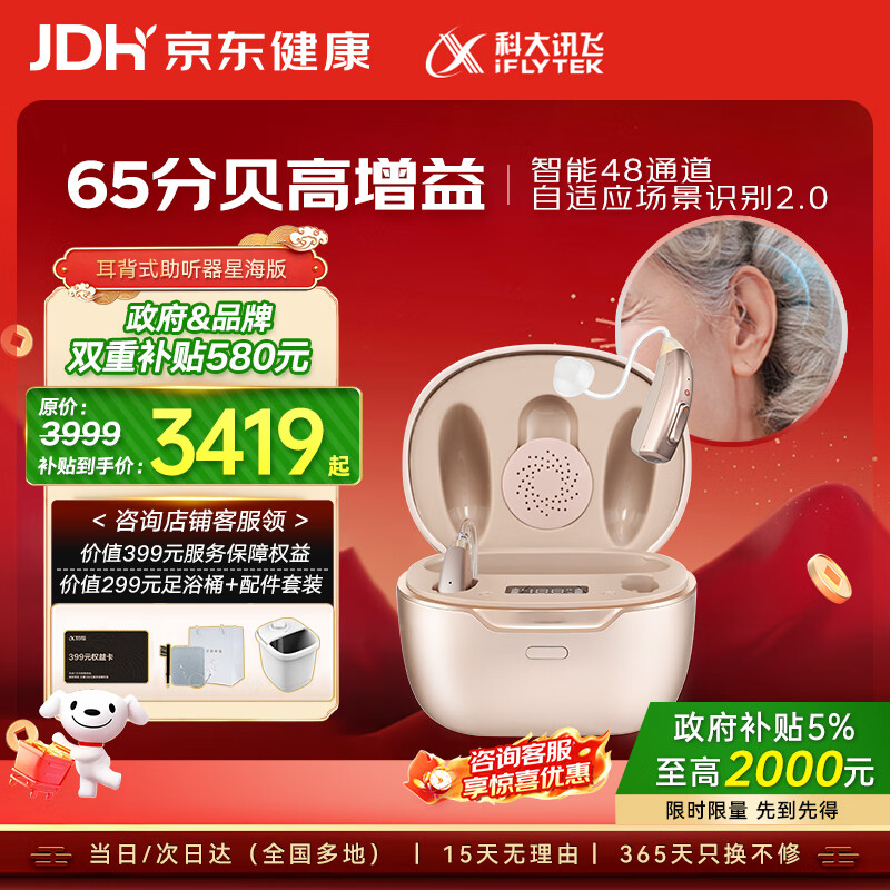 科大讯飞耳背式助听器老年人耳聋耳背专用隐形年轻人重度听损 星海VAN 610