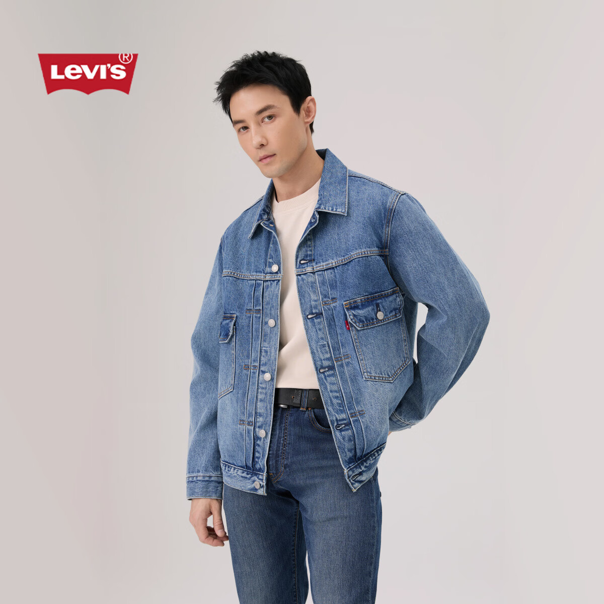 Levi's李维斯26年春夏新款男士美式复古工装风休闲牛仔夹克外套 蓝色 M