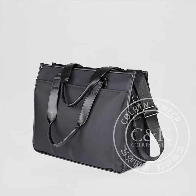 Colrtn Kwecr轻奢C K男士公文包商务出差手提包防水电脑包横款文件包奢侈品男 CK黑色（40*33*13cm） 16英寸