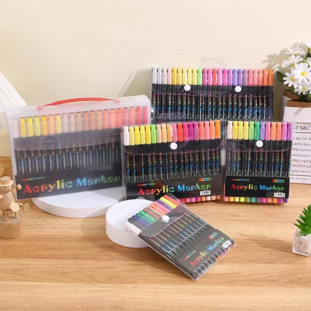 【严选直发】双头双色软头丙烯马克笔可叠色可洗水性儿童手绘大容 双头双色软头丙烯马克笔1188-24