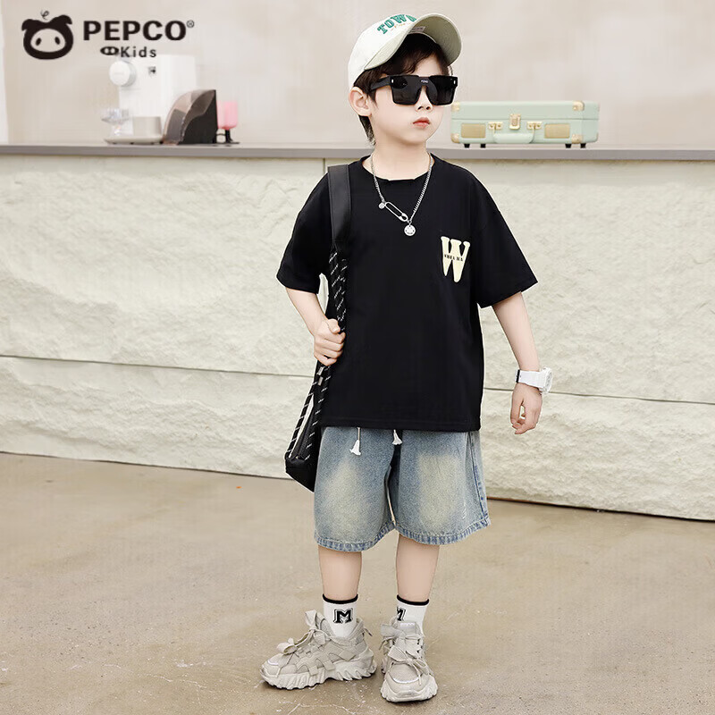 С�����ɣ�PEPCO����ͯ��ϵ�����ļ�ӡ���ٴ����a�ຫ���д�ͯ����T����װ���� �п����-��ɫ 140 cm(����130-140) 26.9Ԫ