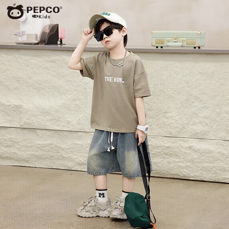 С�����ɣ�PEPCO����ͯ��ϵ�����ļ�ӡ���ٴ����a�ຫ���д�ͯ����T����װ���� �п����-��ɫ 90 cm(����80-90) 26.9Ԫ