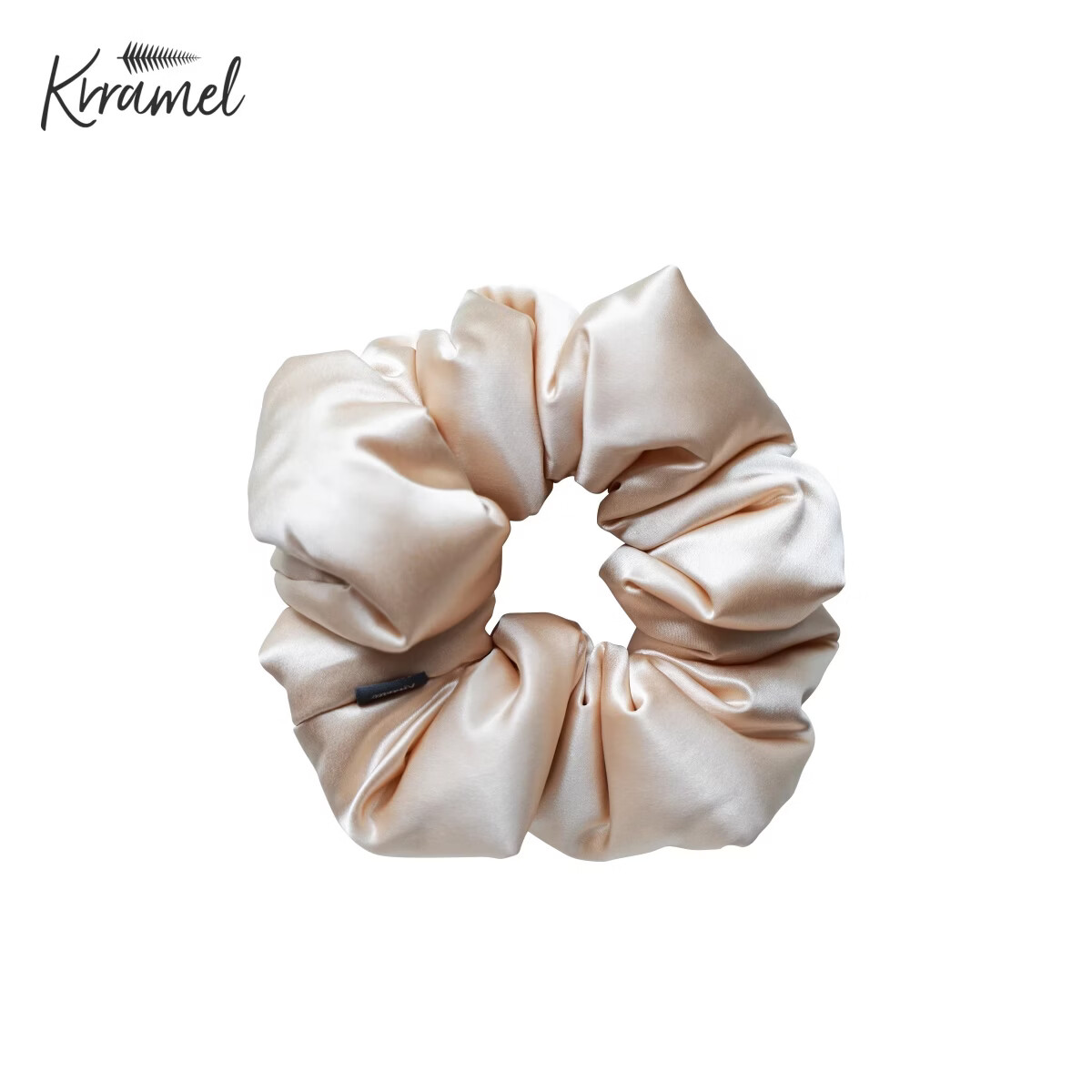 KRRAMEL真丝大肠发圈桑蚕丝睡眠卷发梳子神器大号云朵发圈高弹力蓝色 香槟金(（22姆米重磅真丝）)