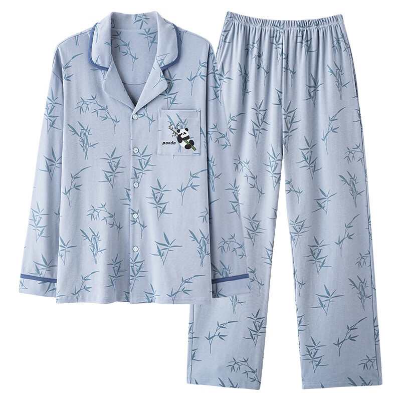 雪中飞睡衣男士纯棉长袖春秋款2026新款青少年男生全棉家居服套装大码 NSALM-QZ98010 【100%新疆棉】 L 【建议120-140斤】