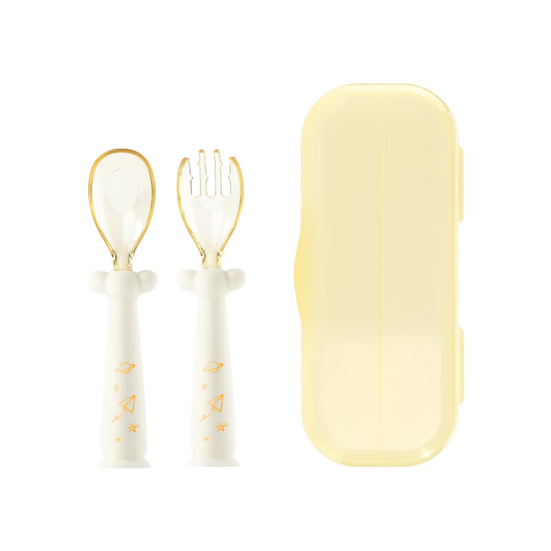 火火兔辅食勺婴儿勺子宝宝勺子1-3岁学吃饭自主进食叉子勺子1-2岁训练勺 【叉子+勺子+收纳盒】