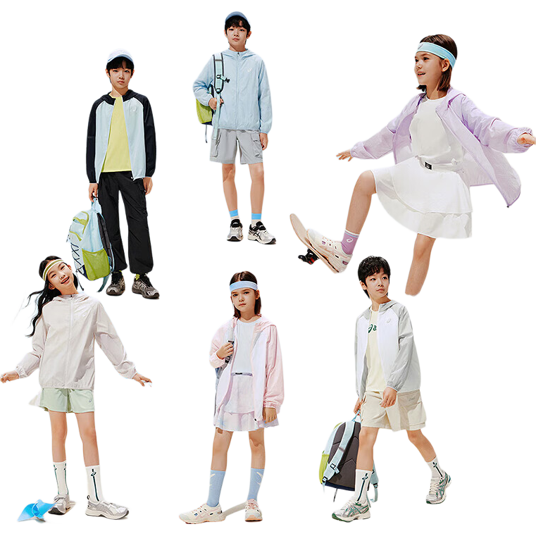 亚瑟士（asics）儿童26年夏季UPF50+轻量凉感防晒服透气冰蝉翼梭织防晒衣外套 5003藏青色 140