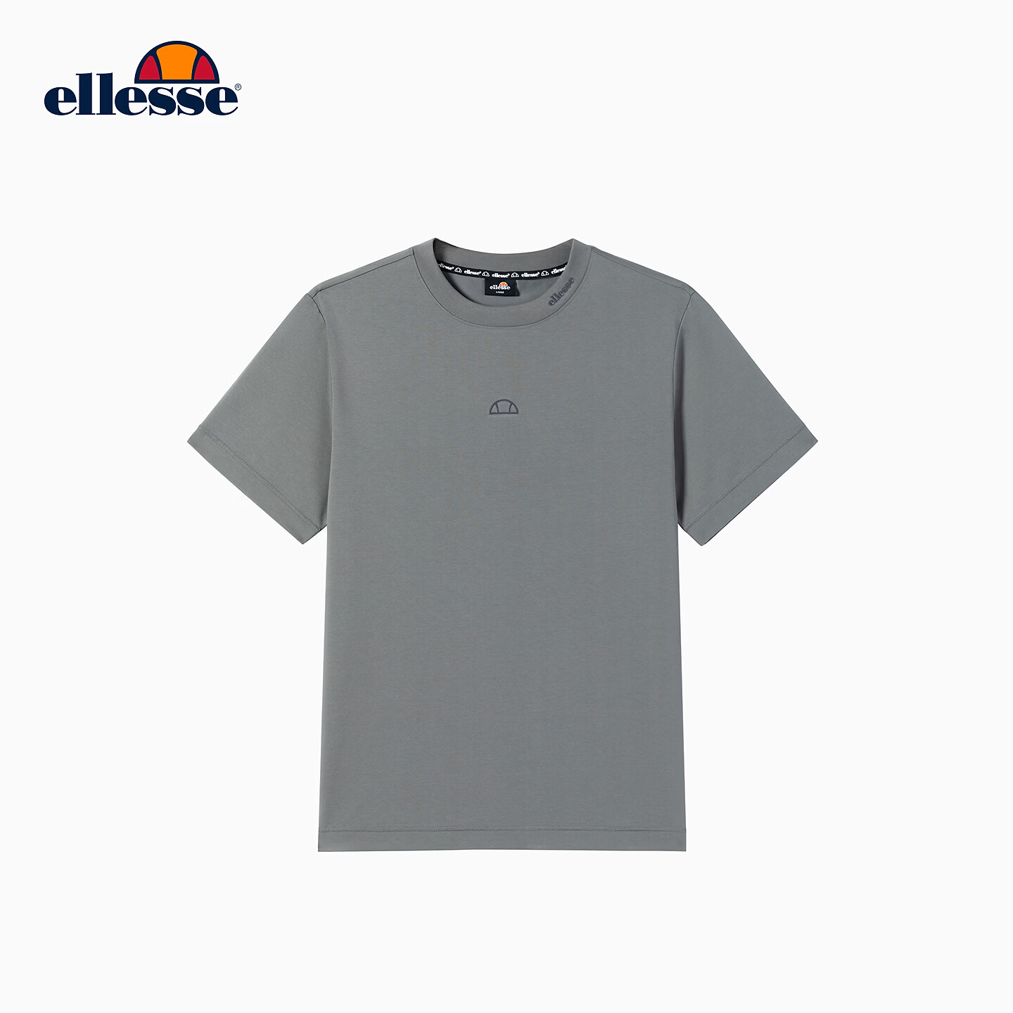 ellesse小贝壳休闲百搭凉感T恤女索罗娜短袖内搭上衣男 深灰色 M