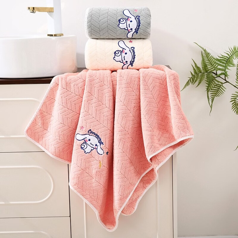 咏幻7A抗菌麦穗浴巾微粒绒柔软洗澡家用吸水不掉毛擦水 白玉狗[灰色]7A抗菌微粒绒浴巾70x130cm