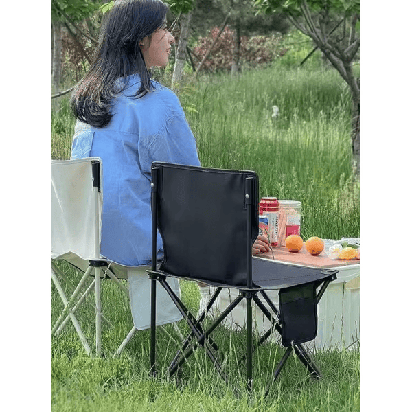 升级加固便携式户外折叠椅子板凳特厚钓椅休闲椅折叠椅 【升级款】白色特大号+收纳袋