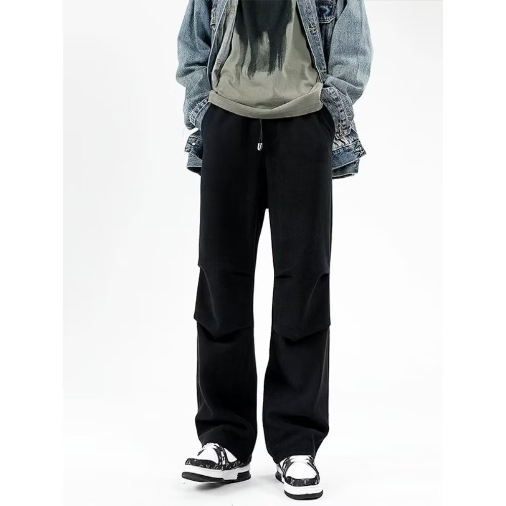 WAMLBN2026春季时尚长裤男休闲ins运动休闲裤宽松潮流裤子 黑色 2XL 【建议140-155斤】