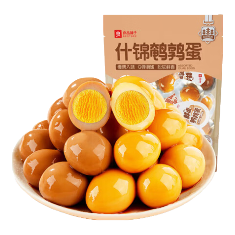 良品铺子【超值】鹌鹑蛋鸡蛋休闲小吃下包装办公室零食开袋即食量贩装 【64颗】什锦鹌鹑蛋450g ,