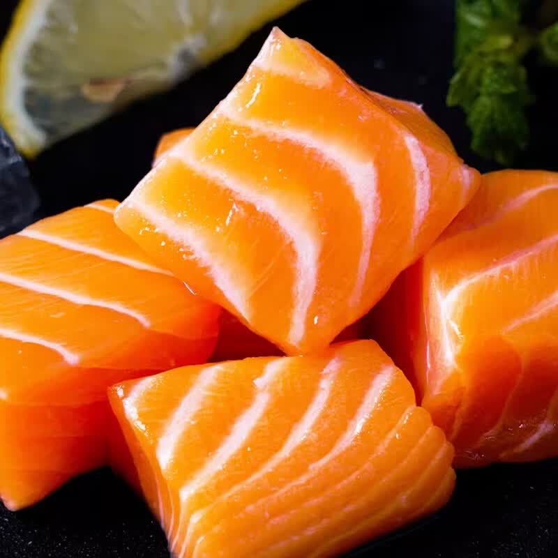 深鲜岛三文鱼刺身新鲜挪威进口生鱼片冰鲜中段鱼腩健康轻食 送芥末酱油 挪威冰鲜三文鱼鱼块 420g 【3盒装】