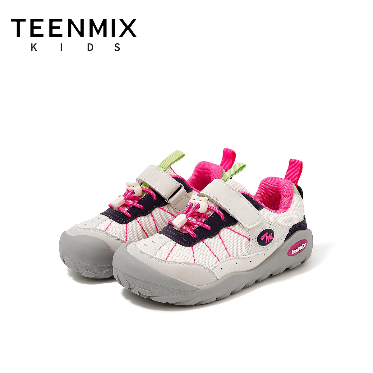 天美意童鞋2026春秋季新款童鞋魔术贴运动跑步鞋中大童男女宝宝鞋子潮 慕斯粉 26