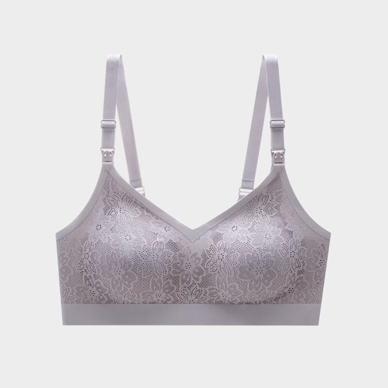 婧麒（JOYNCLEON）前开扣孕妇内衣大胸大码怀孕期专用产后喂奶哺乳文胸防下垂 哥瑞迪灰 L