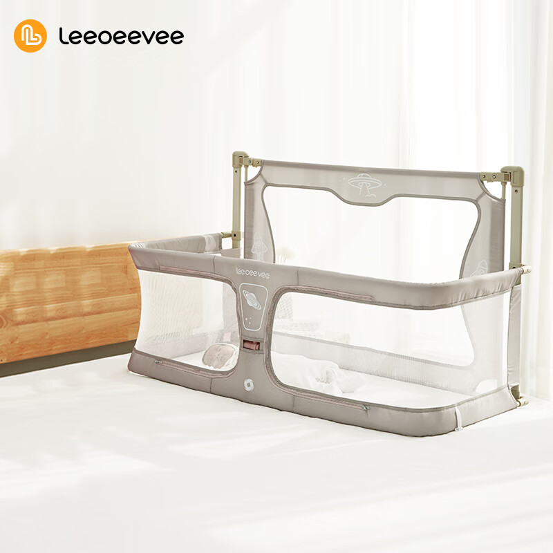 leeoeevee婴儿床中床多功能床拼接折叠新生儿宝宝床拼接大人床 床体免安装款 米白色