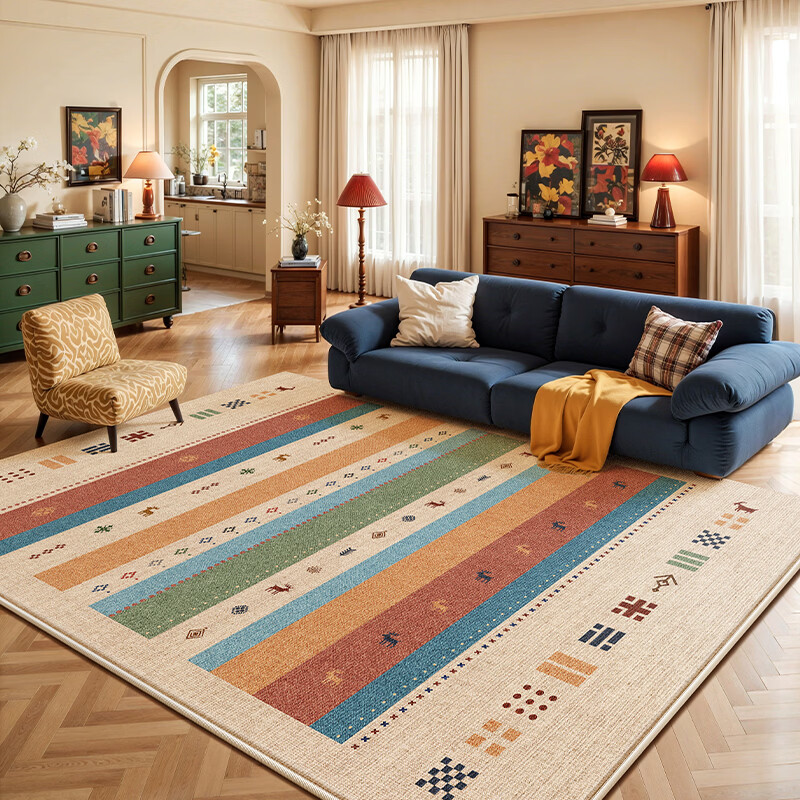 Y U-LIVE地毯客厅多巴胺美式复古中古风包豪斯2026新款免洗可擦沙发地垫 圈绒-斑斓海 定制联系客服【享新品折扣】