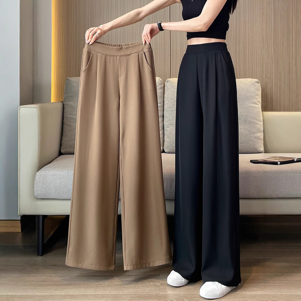 CronetKcnsy西装裤春秋高腰垂感阔腿裤2026新款夏季薄款休闲窄版直筒西裤子 蓝灰 3XL 推荐170-200斤