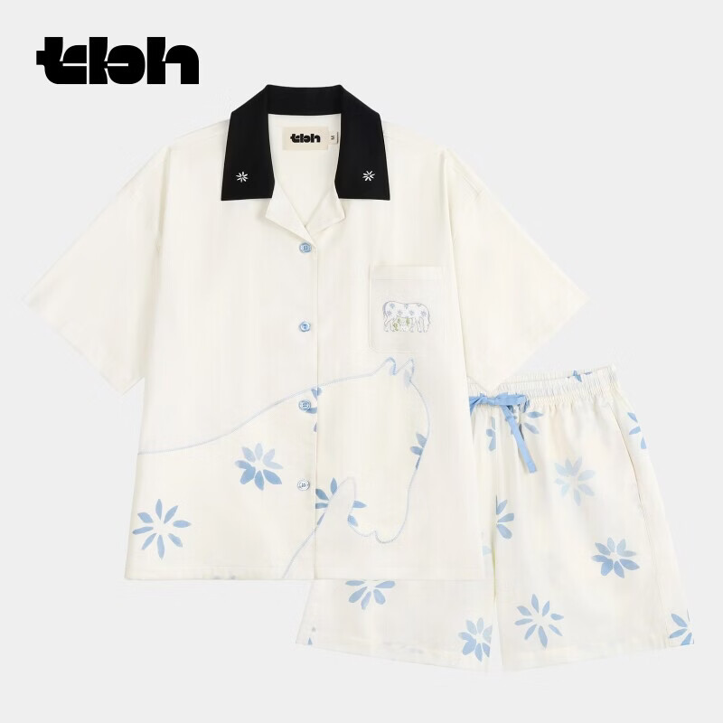 野兽派家居（tbh）马年天丝棉家居服套装四季男女可外穿情侣睡衣 天丝棉家居服短款套装 小花马 M