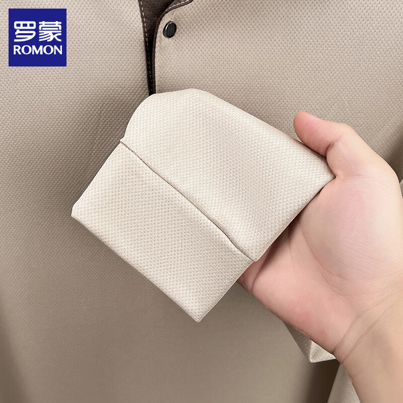 罗蒙（ROMON）长袖t恤男翻领2026春季新款休闲男士翻领打底体恤衫男装上衣 藏青 XL (建议体重130-150斤)