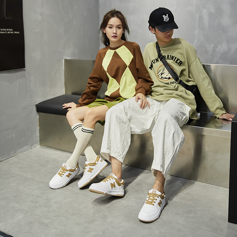 新百伦NB男鞋小众原创日系小白鞋n字鞋307新品春秋酷跑德训白色板鞋 307白粽 45