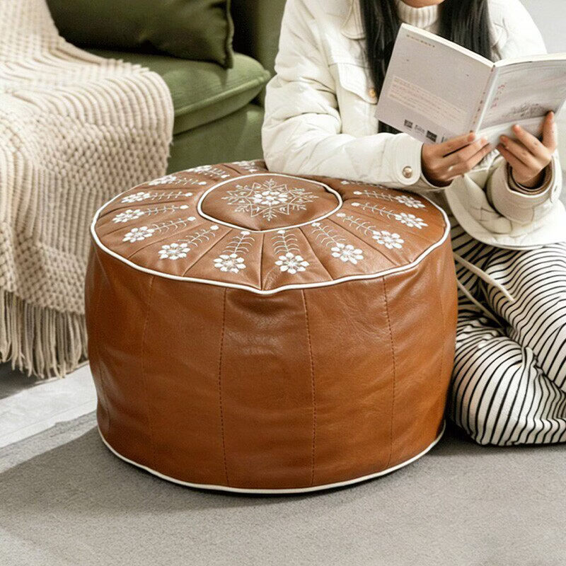 水天一方中式轻奢皮墩收纳凳客厅居家收纳箱衣服玩偶收纳袋换季沙发坐墩 坐垫收纳包【自行填充收纳旧衣服玩偶】 耐磨猫爪皮 1个