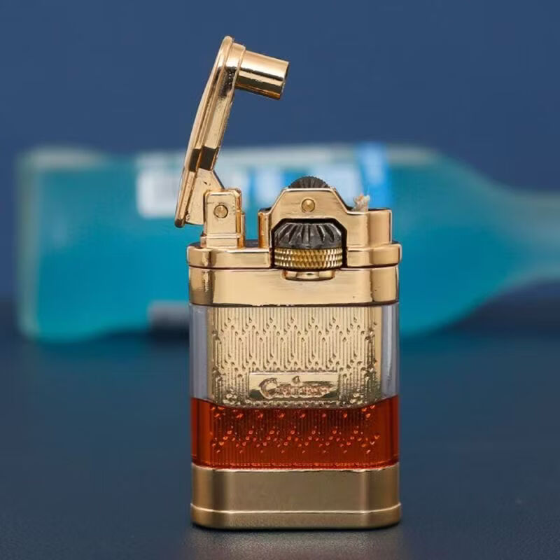 首领正品透明油仓煤油打火机创意齿轮联动侧滑点火个性送男友生日礼物 蓝冰【礼盒装】 豪华版【送火石棉芯+133毫升煤油】 京东折扣/优惠券