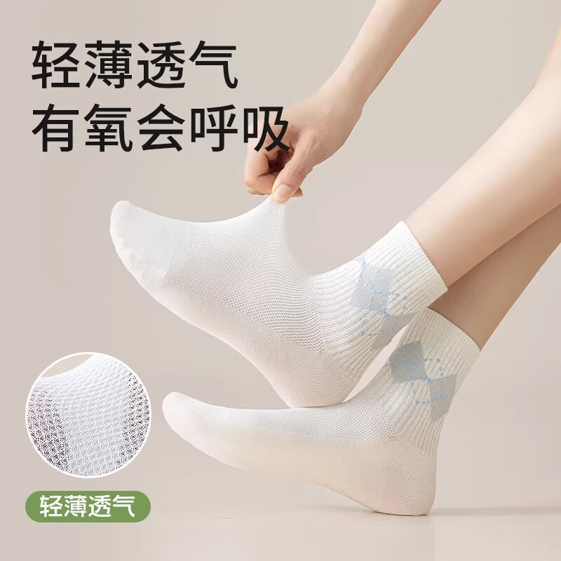 洛·恋袜子女款纯棉薄款防臭透气春夏季2026新款条纹女士学生大童中筒袜 薄款【运动透气】 5双 均码 【颜色可选 拍下留言】
