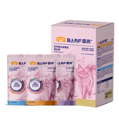 麦富迪猫粮 barf霸弗主食餐包湿粮包猫罐头成幼猫美毛混合装50g*6包