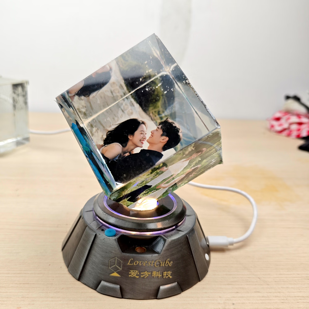 水晶立方照片定制DIY照片香薰摆件灯光投射摆件送爱人送同学礼品