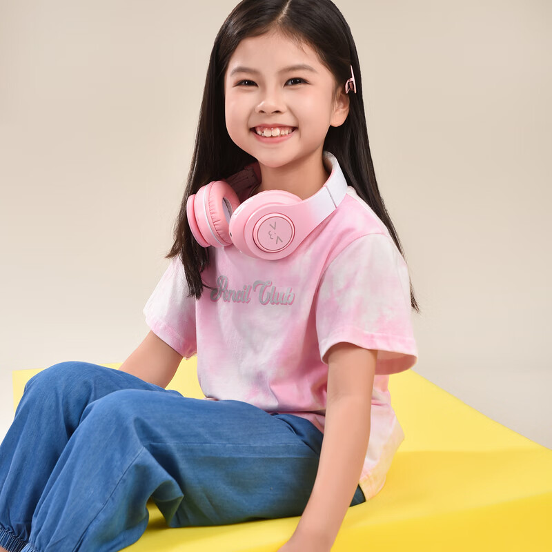 铅笔俱乐部童装2026夏装新品女童T恤中大童迷彩印花短袖儿童舒适上衣 粉红 120 120cm