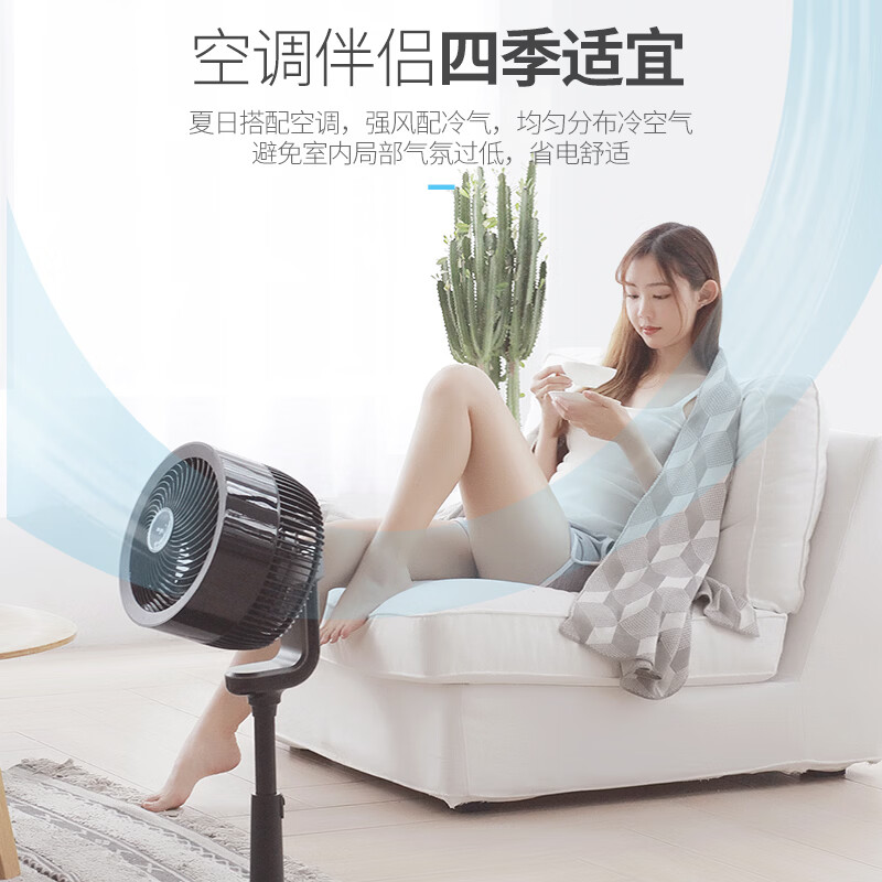 艾美特(AIRMATE)【旗舰款黑天鹅】空气循环扇家用3D自动摆头电风扇卧室安静轻音一级能效直流变频落地扇 FA23-RD33