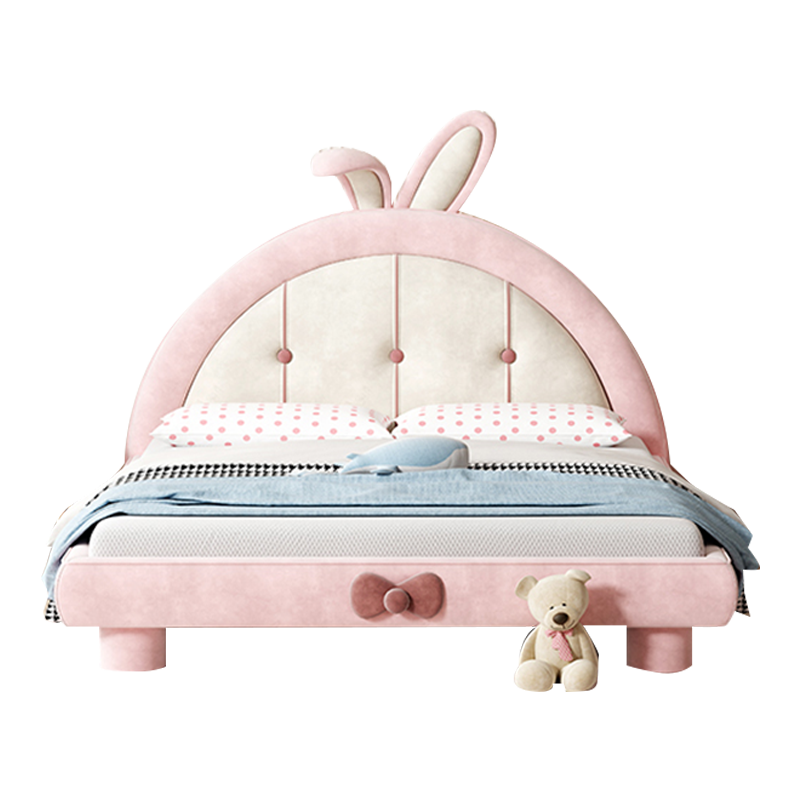 本色熊儿童女孩圆滚滚兔子床网红女童小户型公主床轻奢现代卧室少女梦幻 升级版床+10cm床垫(6D提花椰棕)+床头柜*1 1.2米*1.9米