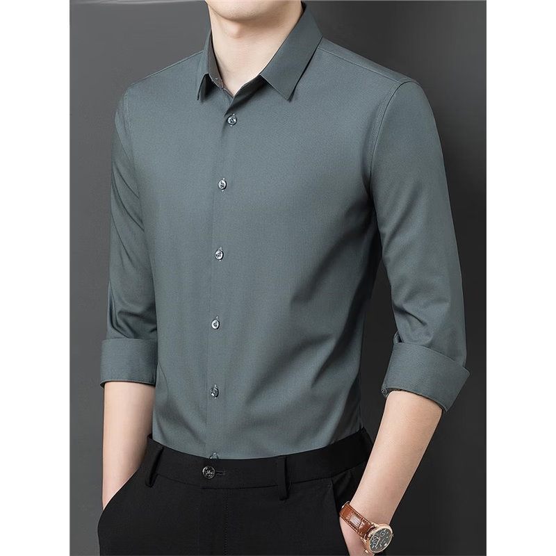 丨利郎丨桑蚕丝长袖衬衫男士纯色PD免烫商务休闲通勤伴郎粉色衬衣 白色 L 175/92A 建议135-155斤