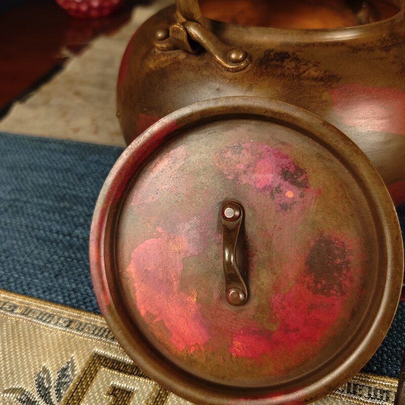 复古做旧煮茶器大容量围炉煮茶壶煮水泡茶烧水壶紫铜功夫茶具礼物 紫铜提梁壶（鎏金色） 1000ml