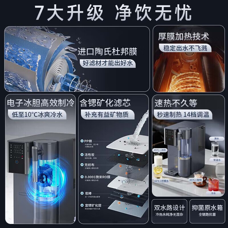 美菱（MeiLing）净水器Q3直饮水机台式净饮机一体机RO反渗透净水饮水免安装直饮即热速热过滤 【旗舰新品】冷热一体·富锶矿化鲜活水