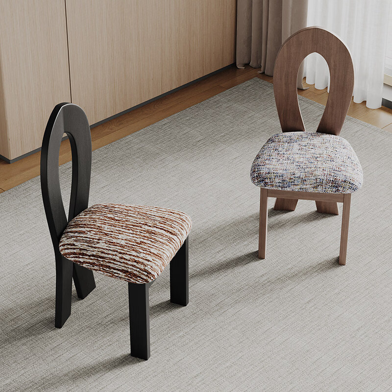 兰朵达实木餐椅简约北欧家用软包矮靠背轻奢休闲椅高级感座椅凳子 【酷尼彩-1】布艺软包餐椅（胡桃色框架）*1把