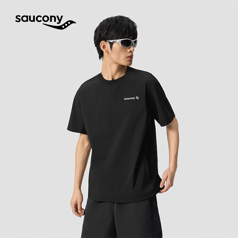 SAUCONY索康尼官方男女春夏经典复古休闲圆领尼龙梭织短袖针织衫