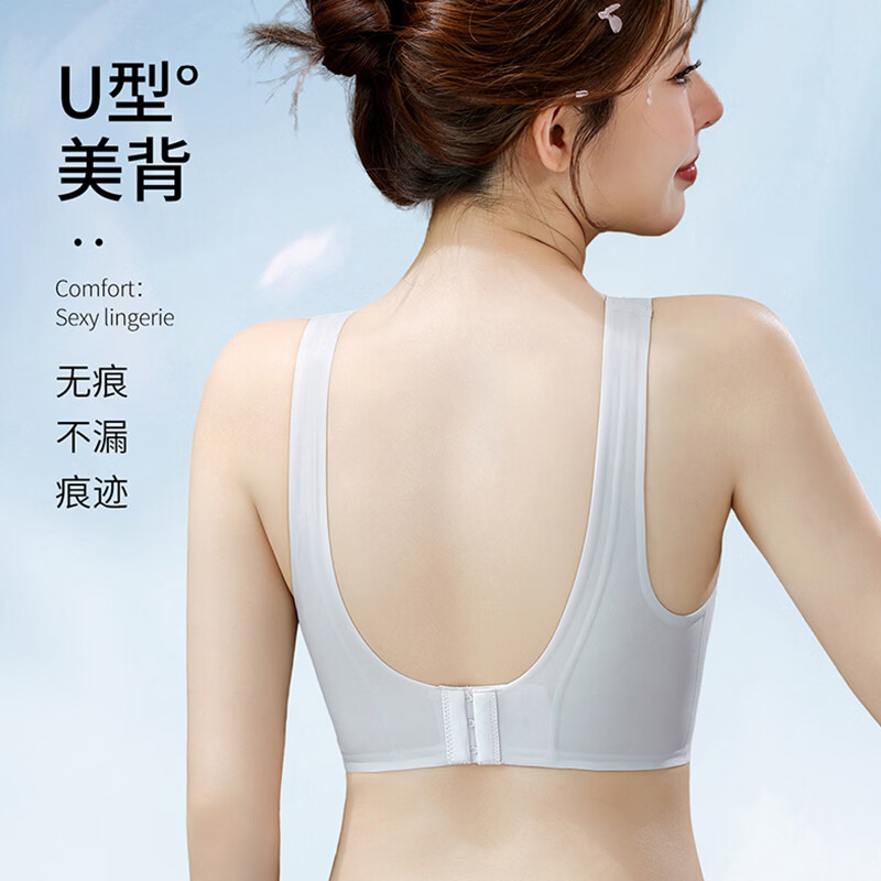 NW HAREM夏天内衣女超薄款无痕文胸聚拢凉感透气大胸显小收副乳大码胸罩	 柔肤粉 2XL 码【推荐135-150斤】