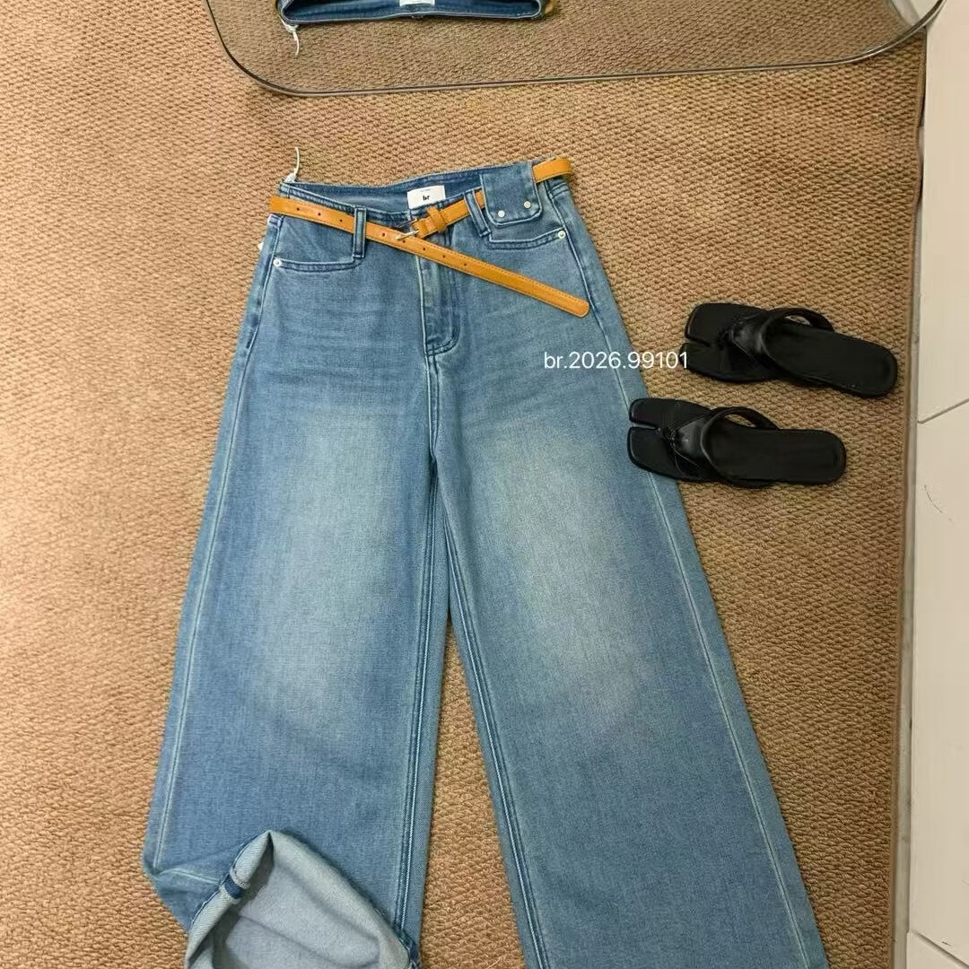 复古蓝牛仔裤女2026 春季小个子高腰宽松直筒显瘦休闲长裤 深蓝色 薄款 XL 125-135 斤