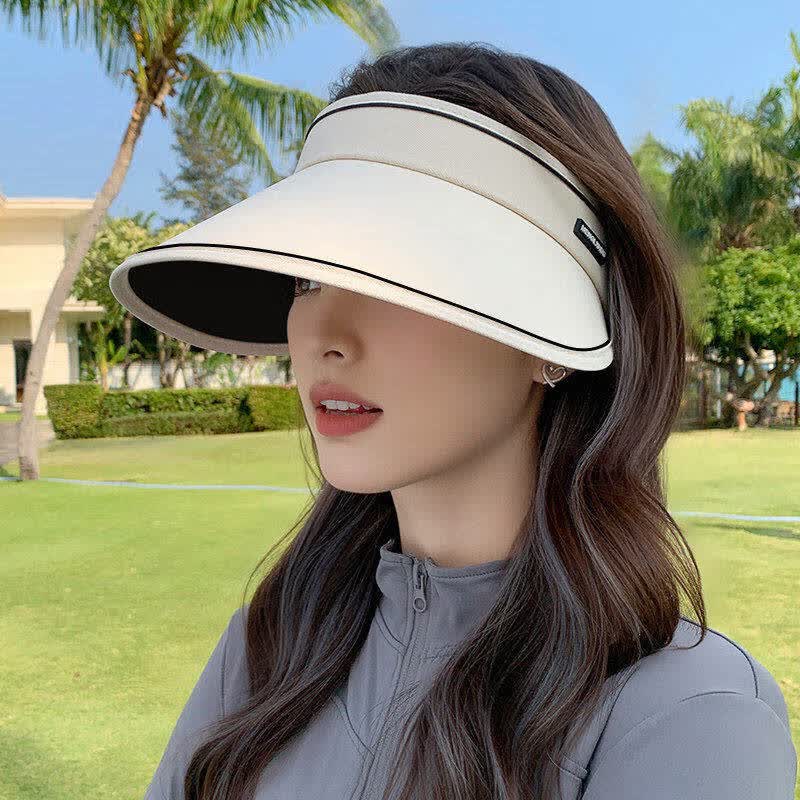 万宝绿儿童遮阳帽夏季男女童大帽檐空顶防晒太阳帽2026新款户外防紫外线 浅杏色丨成人款【加大帽檐丨升级黑胶底】UPF1000+ 帽围可调节