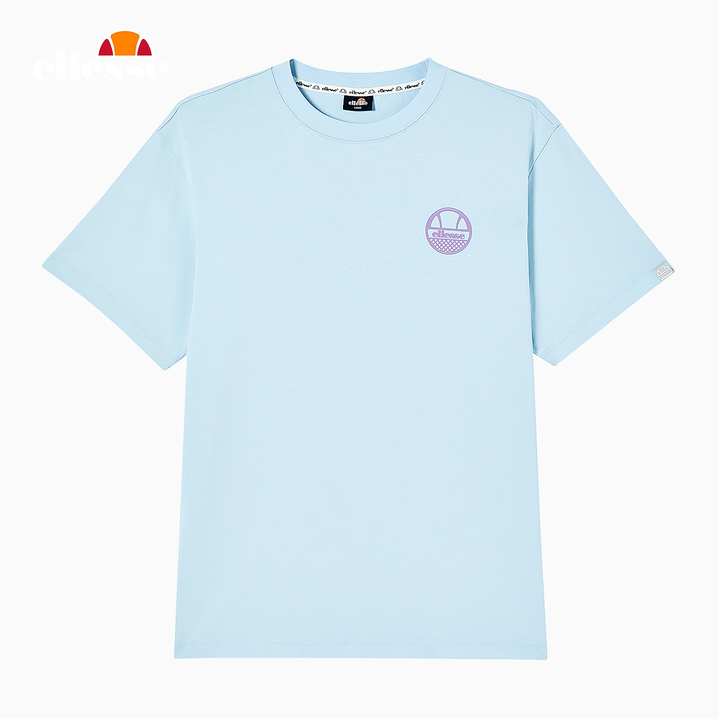 ellesse小贝壳官方T恤短袖男24夏季新款圆领全棉绿色上衣女 淡蓝色 S