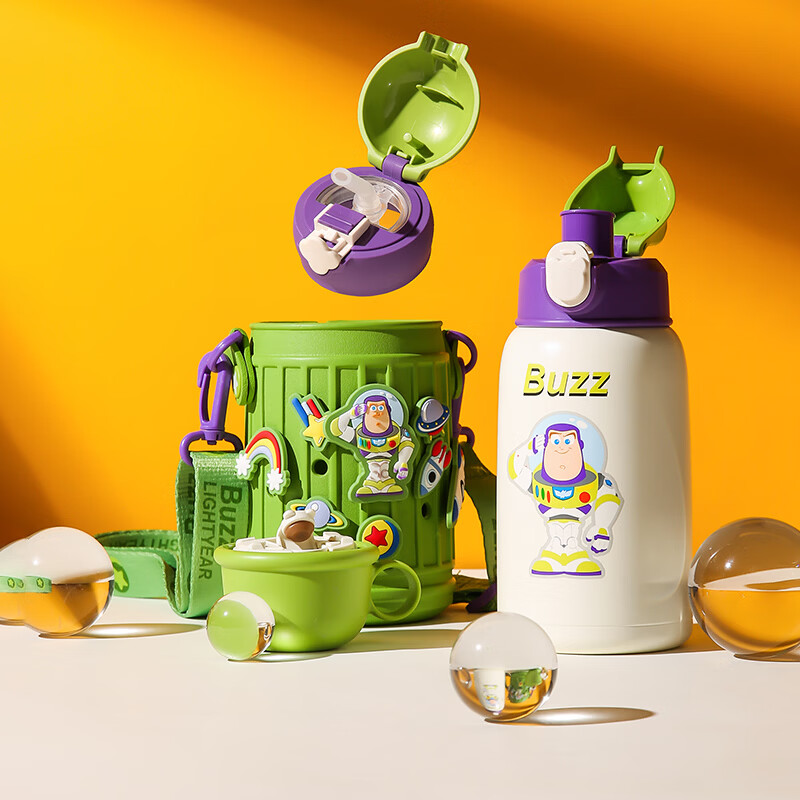 杯具熊（BEDDYBEAR） 儿童保温杯大容量男女宝宝316不锈钢吸管杯一杯三盖直饮便携水杯 洞洞杯-备战巴斯【三盖】630ml