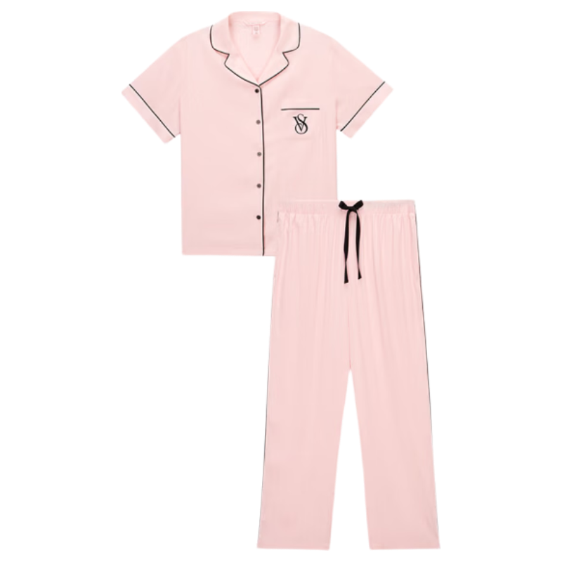 维多利亚的秘密（Victoria's Secret）维密 杨幂同款 水光绸提花家居服舒适丝滑短袖睡衣套装女